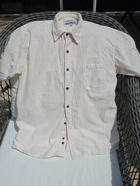 COTTON COLLECTION Casual Short-Sleeve Button-Down Shirt - Cream